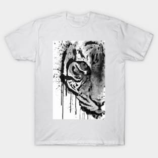 Black And White Half Faced Tiger T-Shirt